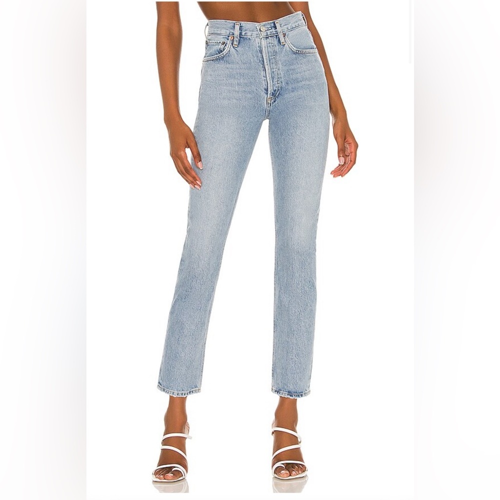 27- AGOLDE new size 32 Riley High Rise Straight Crop Jeans in Dimension